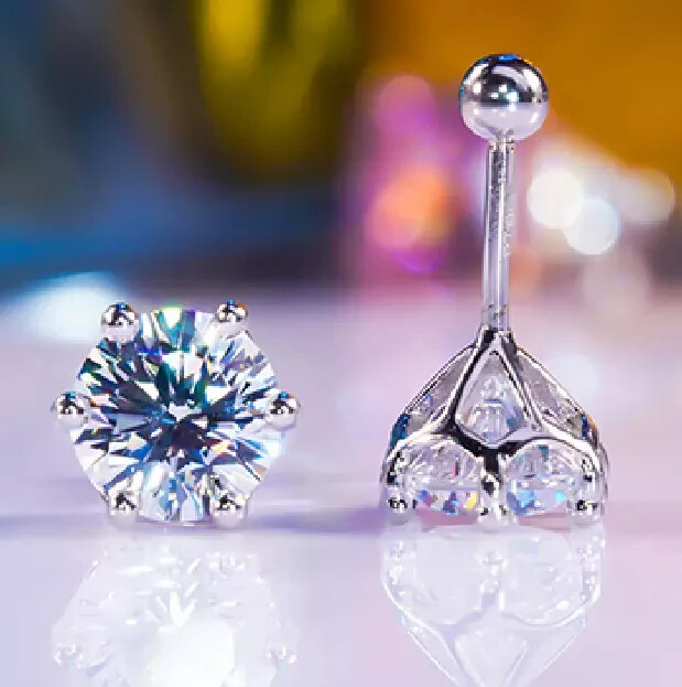 2Ct Round Cut Simulated Diamond 6-Prong Pretty Stud Earring 14KWhite Gold Plated