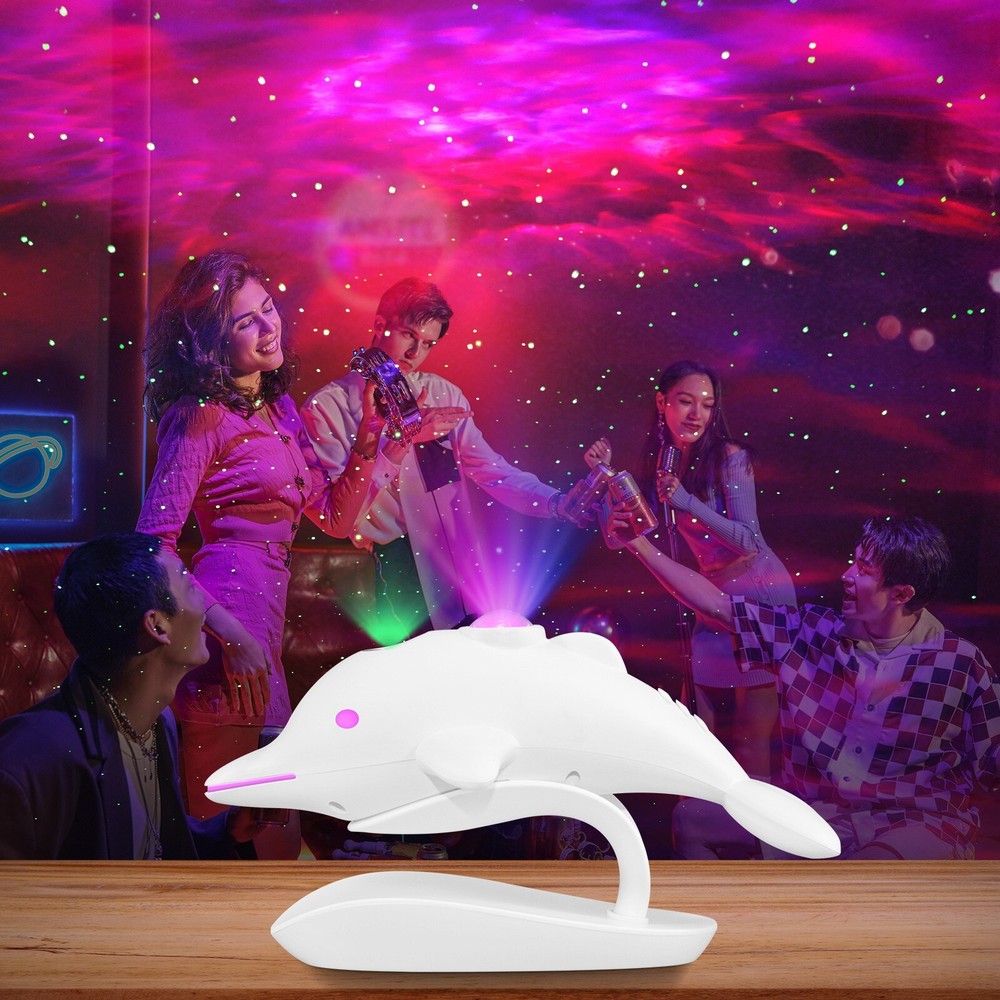Cross-Border Bedroom Dolphin Colorful Starry Sky LED Laser Projection Lamp-image