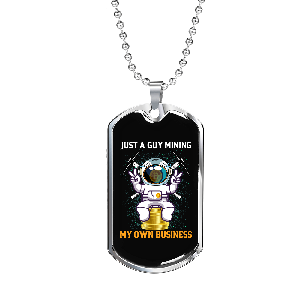 Crypto Dog Tag Necklace Stainless Steel or 18k Gold Mining Jewelry
