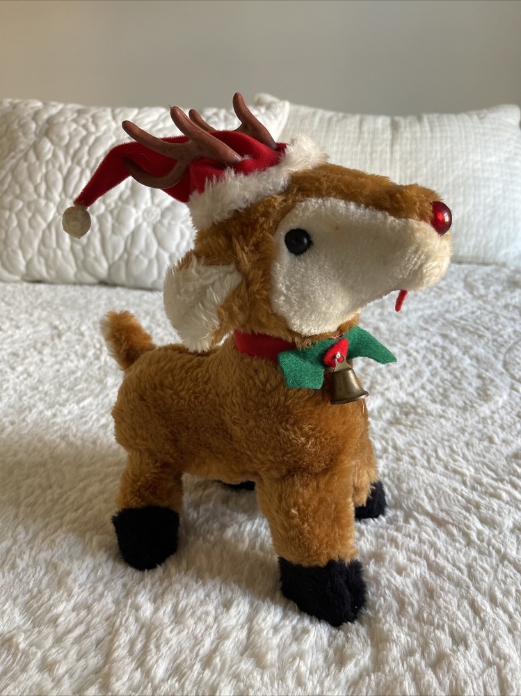 Vintage 1970s Musical Reindeer Rudolph Christmas Around The World Nose Lights Up