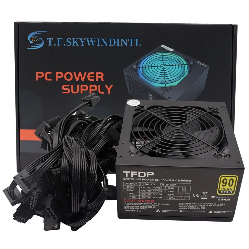 New TFDP 800W Fully Modular ATX Power Supply 90 PLUS Gold Silent Fan Connectors