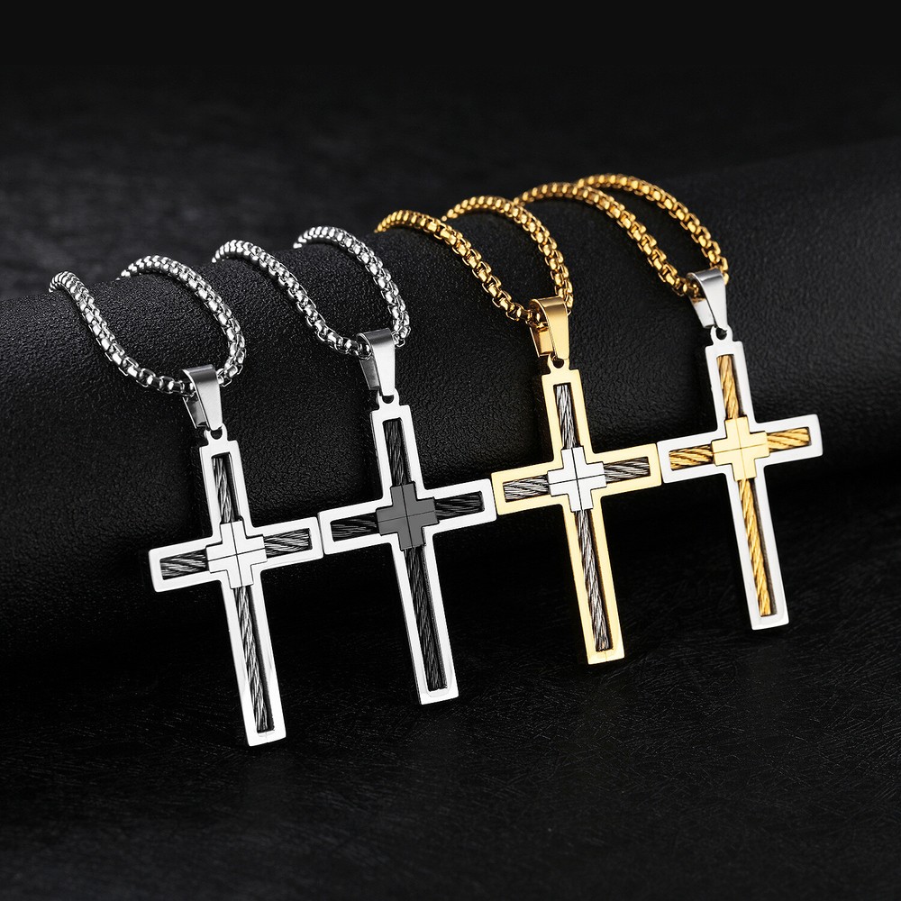 Cross Men's Necklace Titanium Steel Wire Birthday Gift For Men