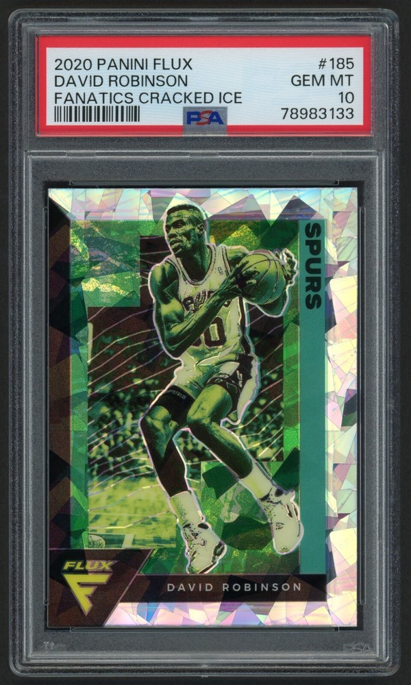 2020 Panini Flux David Robinson #185 Fanatics Cracked Ice Prizm PSA 10 Gem Mint