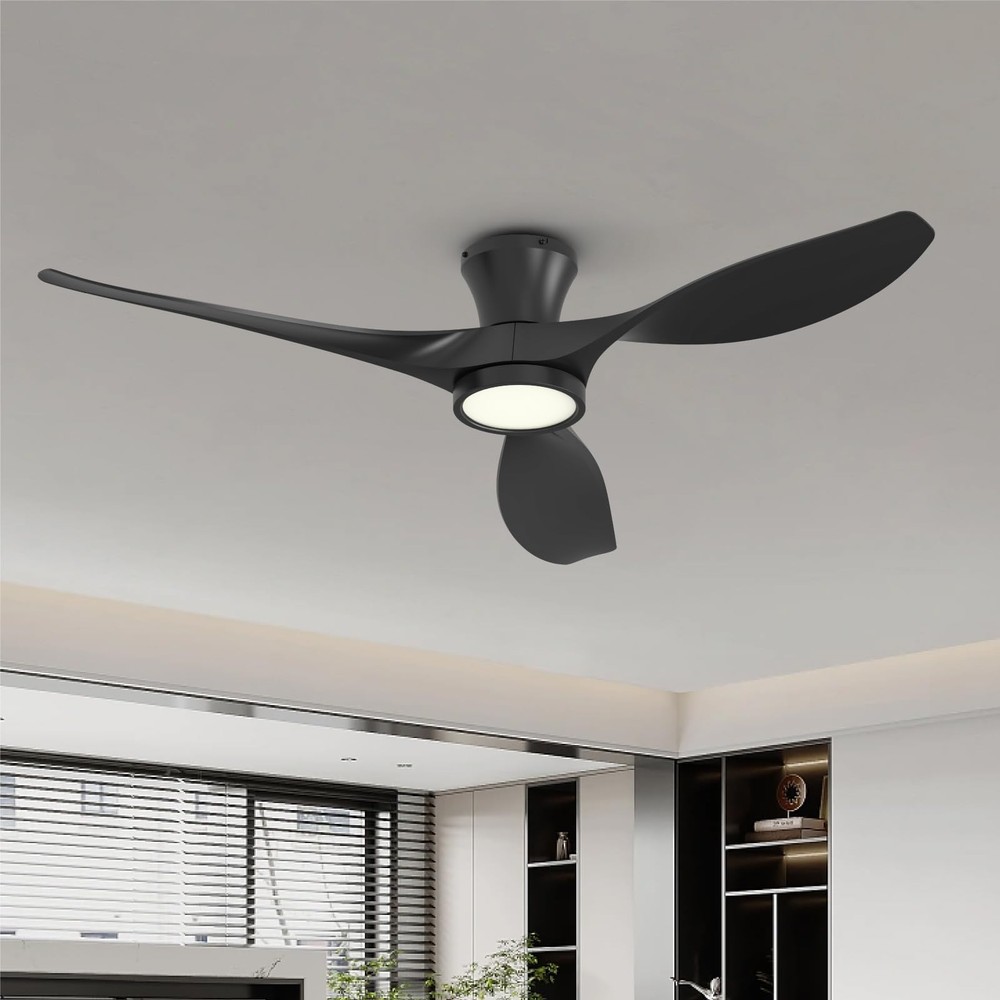 Low Profile 52-Inch LED Ceiling Fan with Remote Control – Flush Mount Design
