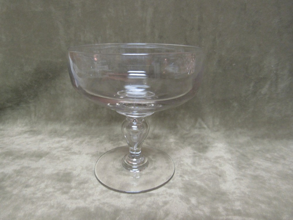 Victorian Hand Blown Clear Glass Air Stem Compote Candy Dish Non-Flint