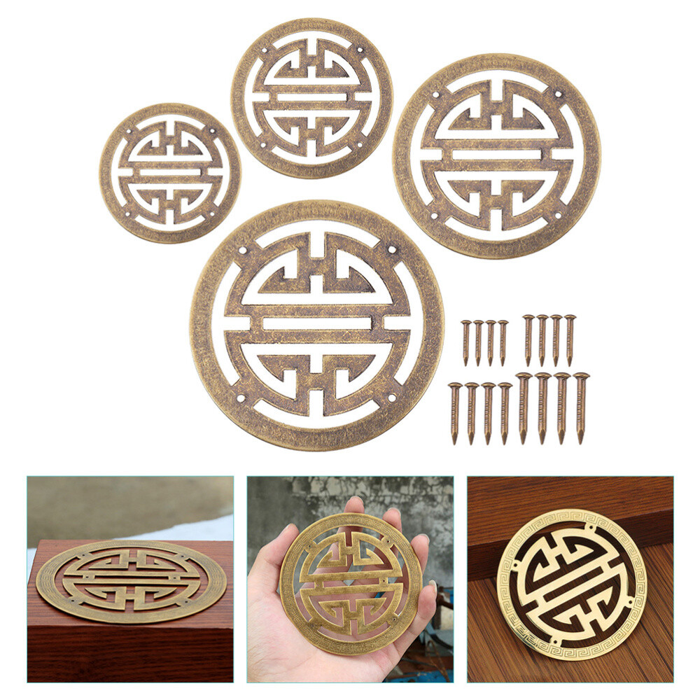 4 Pcs Bins Wicker Storage Basket Pure Copper Decorative Sheet Retro