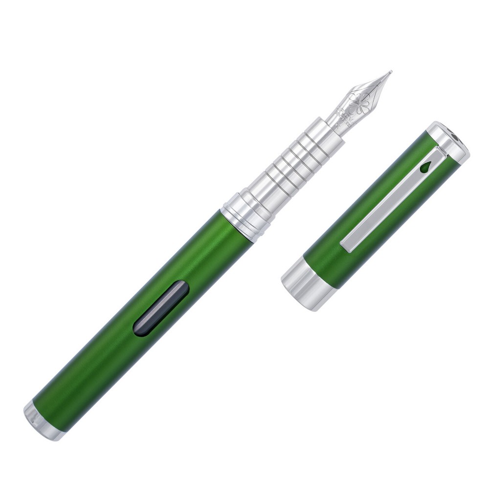 Diplomat Nexus Fountain Pen in Green/Chrome - Extra Fine Point - NEW in Box