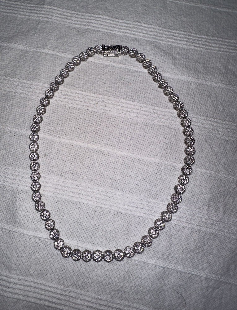 14k White Gold Plated Tennis Chain Necklace for Men & Women