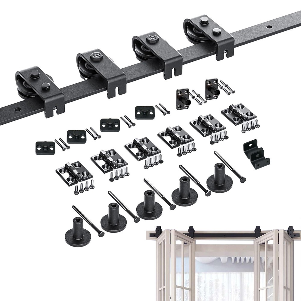 70in Sliding Barn Door Hardware Kit Modern Closet Hang Style Track Rail 4 door