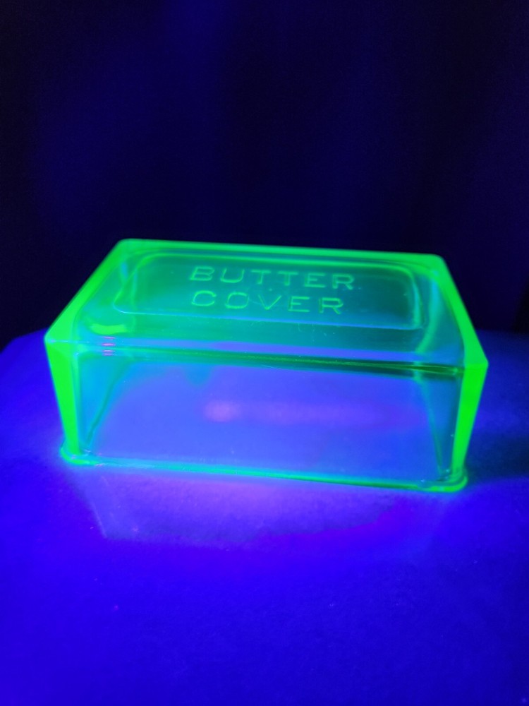 1930s Hazel Atlas Green Uranium Glass Butter Dish Replacement Lid
