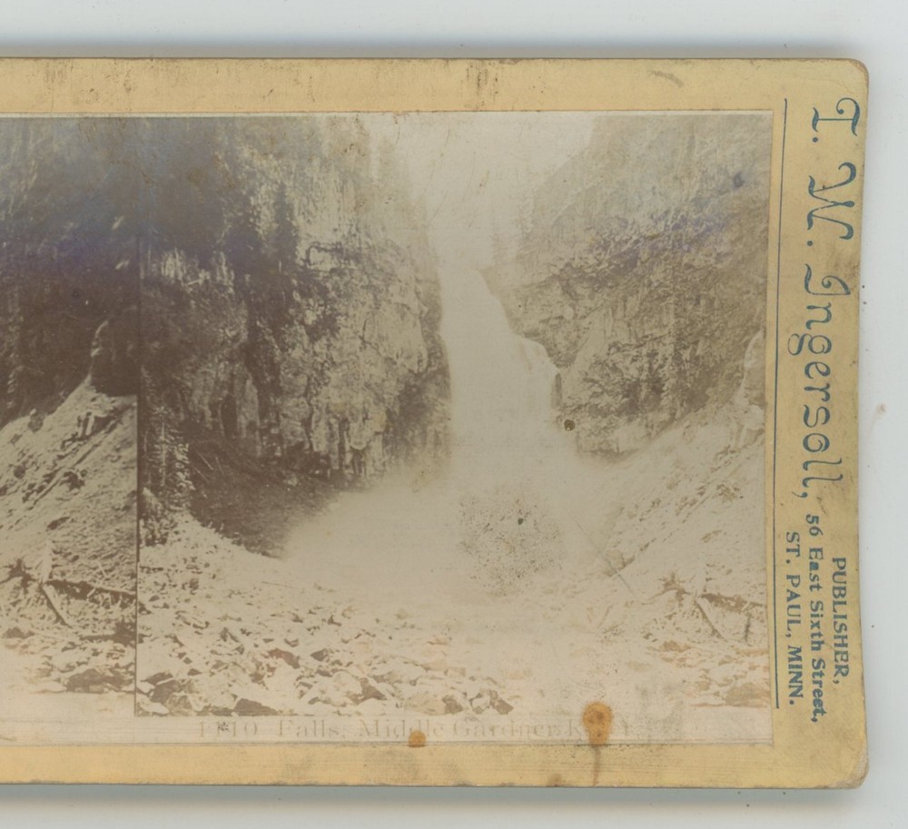 Falls Middle Gardner River Yellowstone Park Ingersoll Stereoview