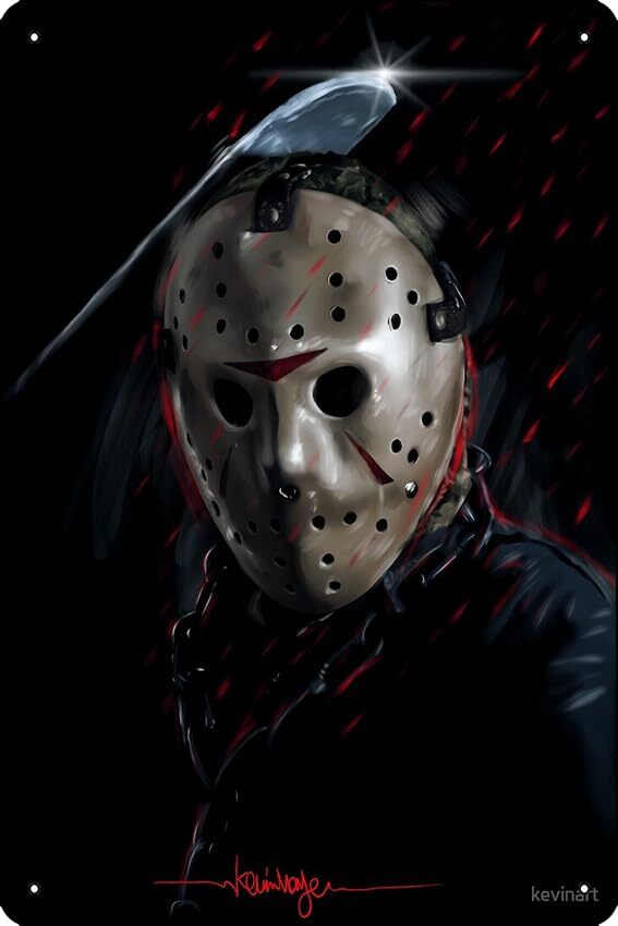 Jason Voorhees Art Print Metal Tin Sign Plaque Man Cave Wall 8x12 Inch Wall A...