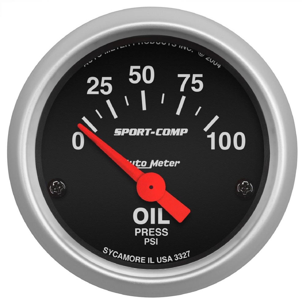 AutoMeter 3327 2-1/16in Electric Oil Pressure Gauge 100PSI Sport-Comp Style