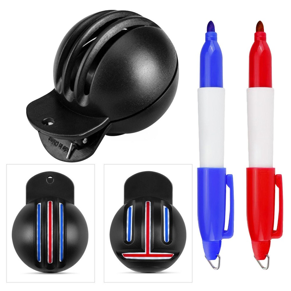 Golf Ball Marker Stencil Quick-Drying Alignment Tool Line Drawing Marker W/ 2Pen