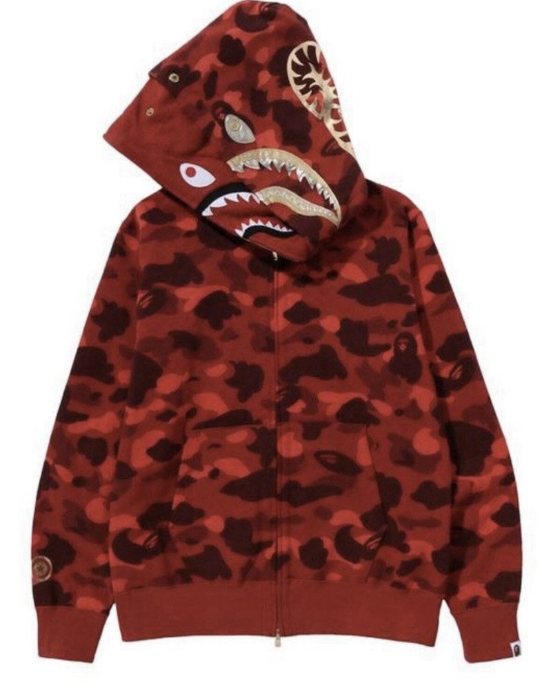 BAPE Color Camo Double Shark Full Zip Hoodie 'Red'
