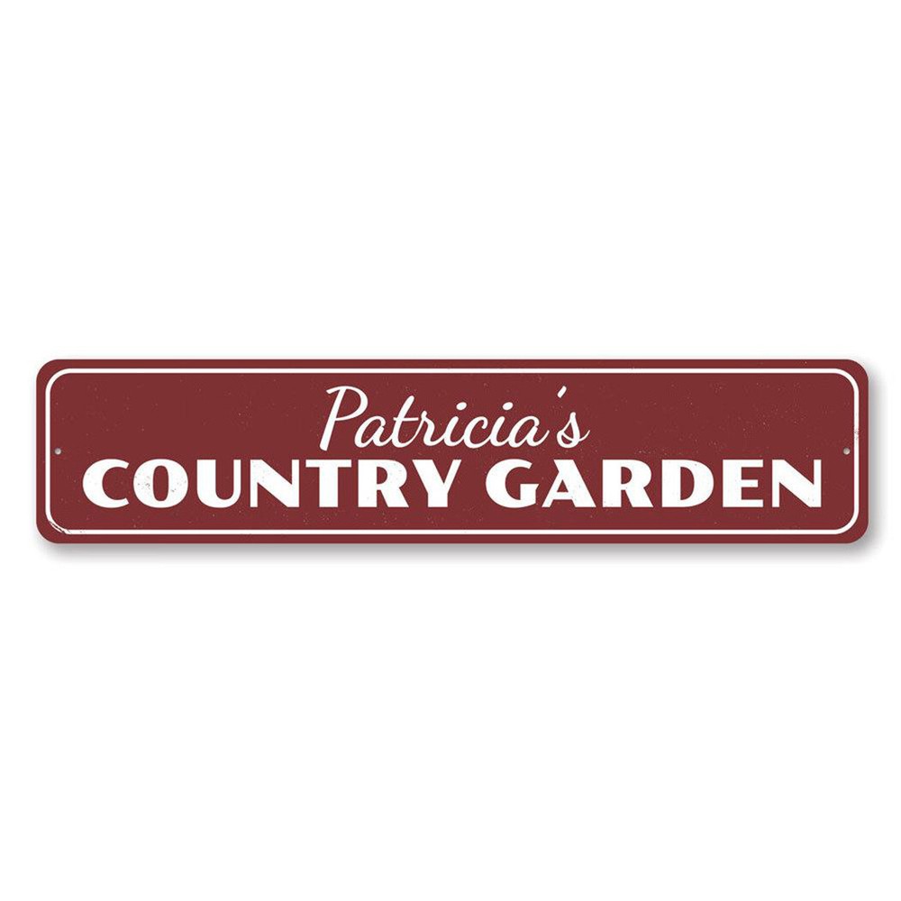 Country Garden Sign, Personalized Gardener Name Sign, Custom Metal Decor Sign