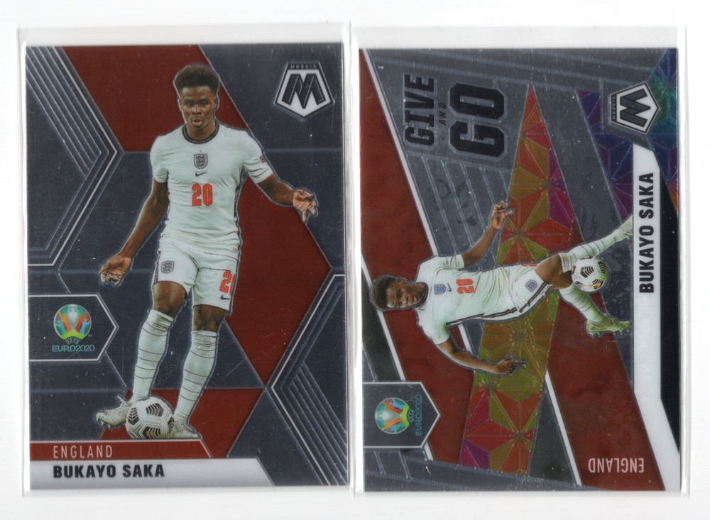 Bukayo Saka 2021 Panini Mosaic Euros Lot -- Base & Give and Go
