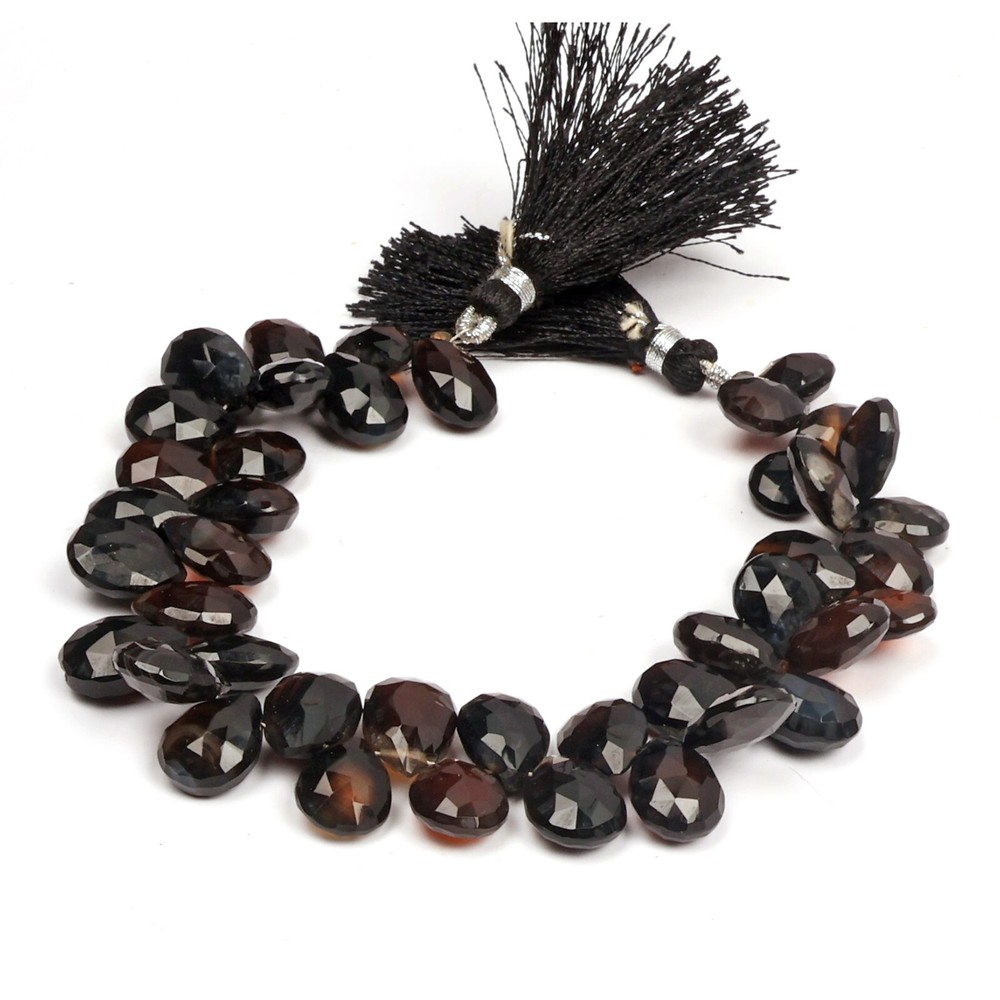 Black Onyx Faceted Pear Gemstone Beads 8 Inch 8X11-8X13 MM