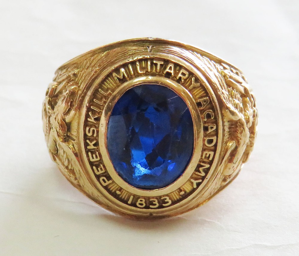 1953 10k GOLD CLASS RING PEEKSKILL MILITARY ACADEMY PEEKSKILL NY SIZE 7 1/2