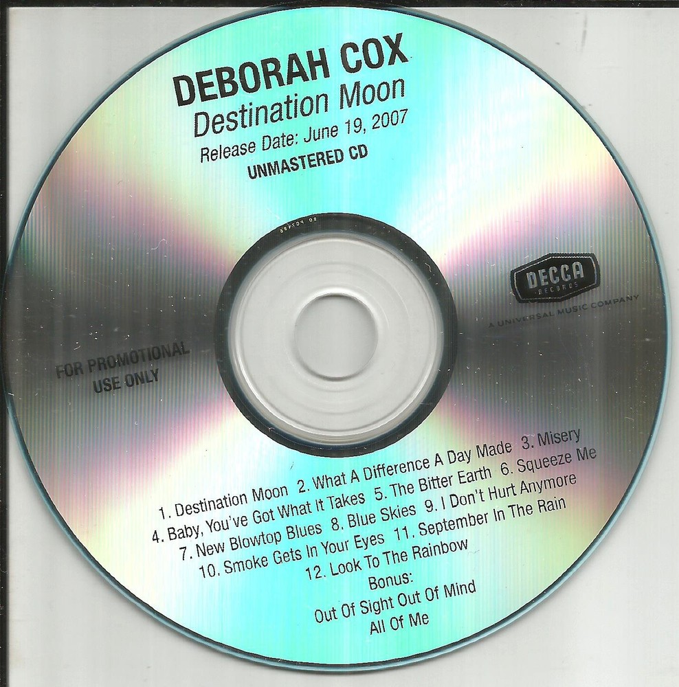 DEBORAH COX Destination Moon w/ 2 UNRELEASED BONUS Not on Final ADVNCE PROMO CD