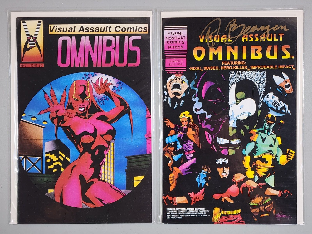 VISUAL ASSAULT OMNIBUS #1 & 2 NM Gems (#2 signed by Artist Ted Beargeon) 1994-image