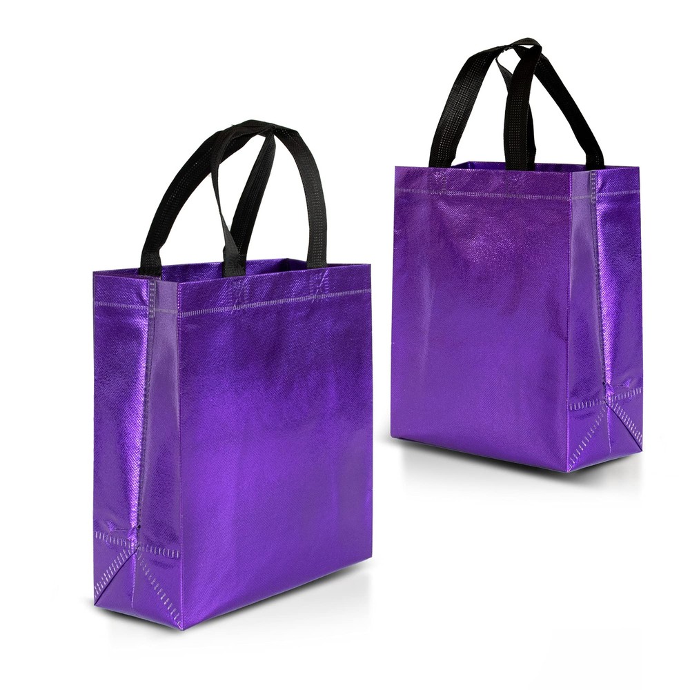 Purple Gift Bags Medium Size – Set of 12 Shiny Purple Reusable Gift Bags With...