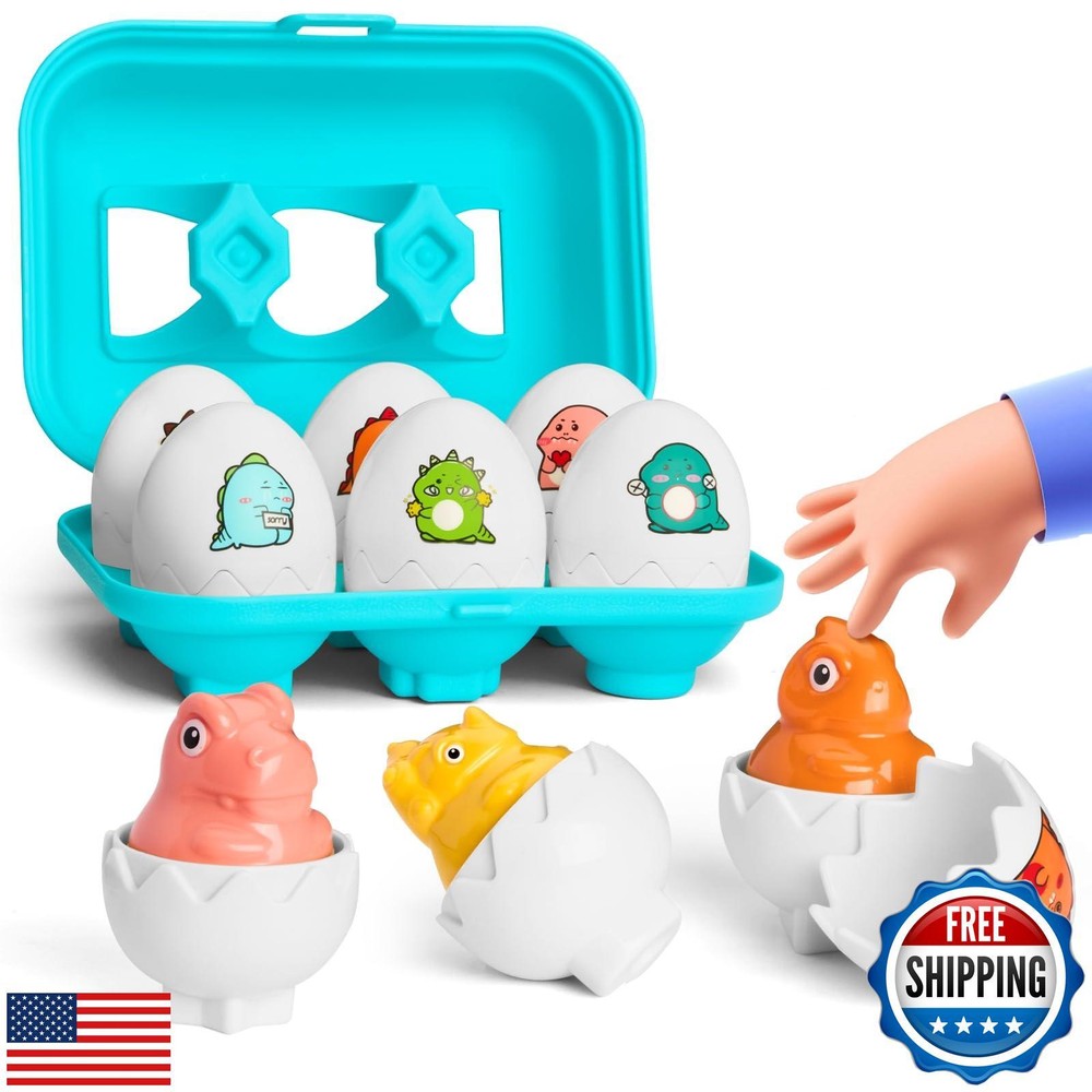 Dinosaur Matching Eggs Sensory Sorting Toy for Toddlers Easter Montessori Learning