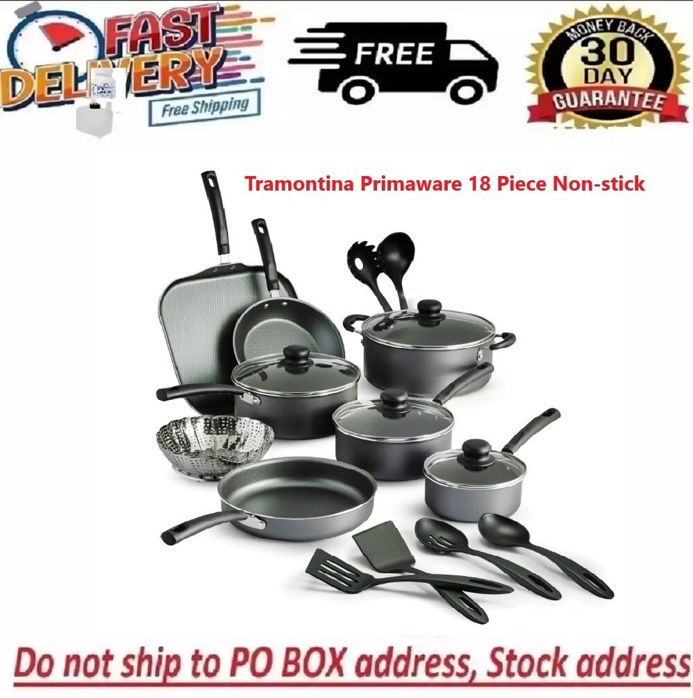 Tramontina Primaware 18 PieTce Non-stick Cookware Pots And Pans Set Kitchen, Ste