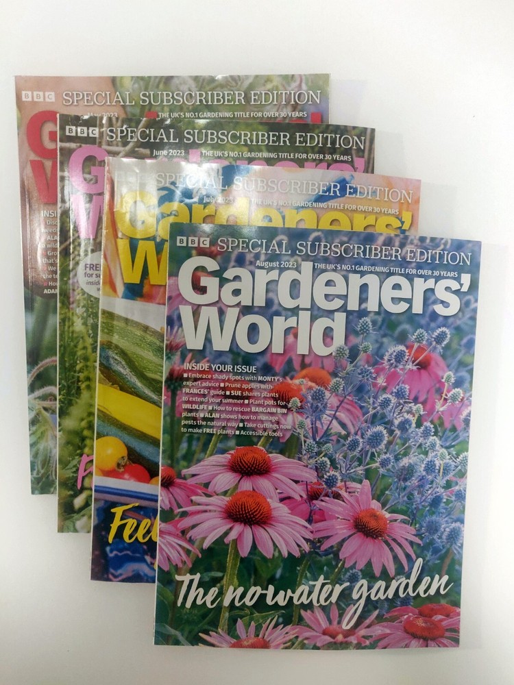 4 x Gardeners' World Magazines 2023 Summer Bundle - May to August 2023