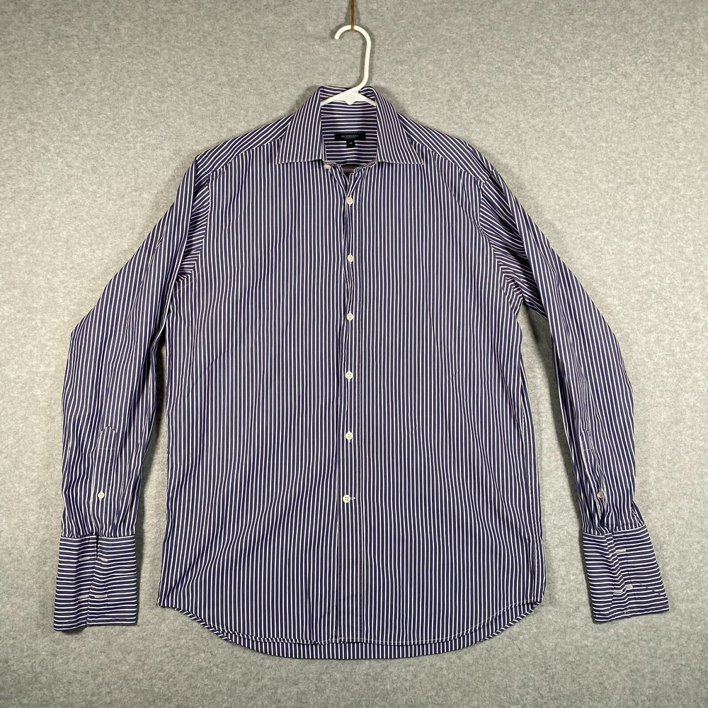 Burberry London Shirt Adult Size 39 Blue White Stripe Long Sleeve Button Up Mens