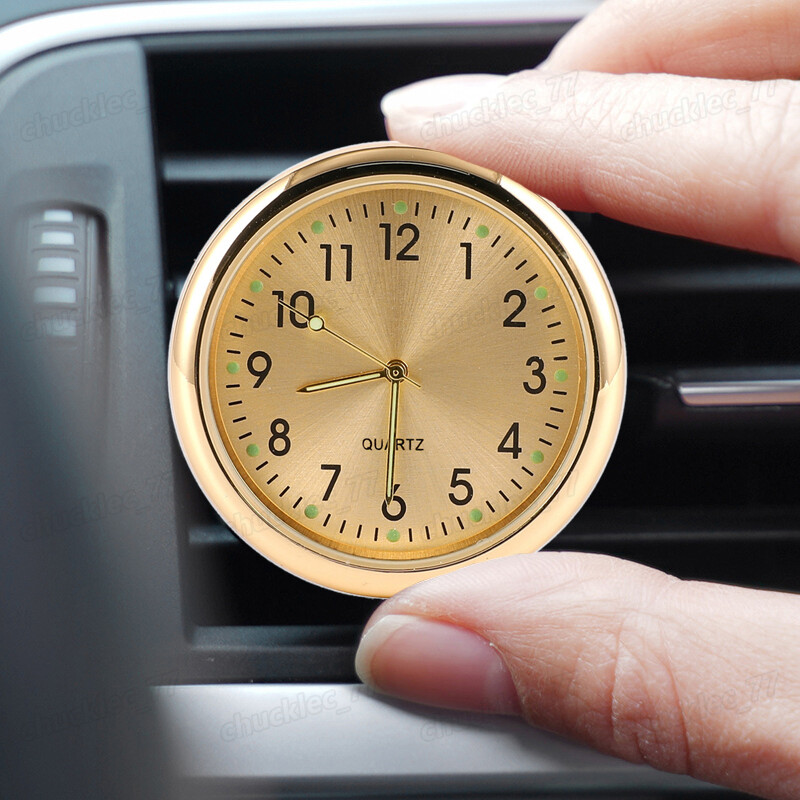 Gold Luminous Quartz Analog Car Vent Clip Watch Accessory