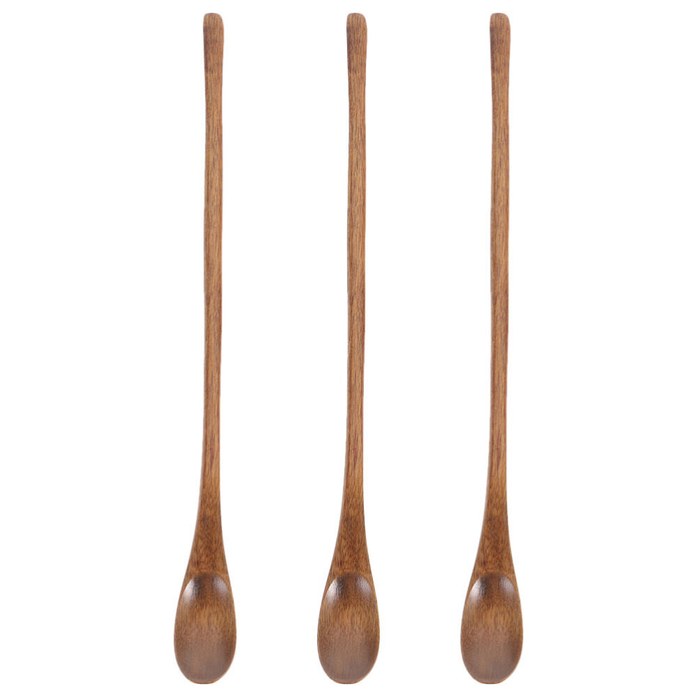 3PCS Long Handle Coffee Stirrers for Tea Honey Wooden Spoons Stirring Spoon