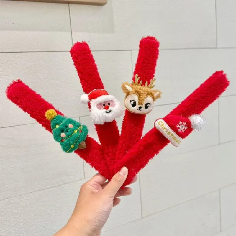 4pcs new cross-border Christmas plush snap circle Christmas tree antler decor-image