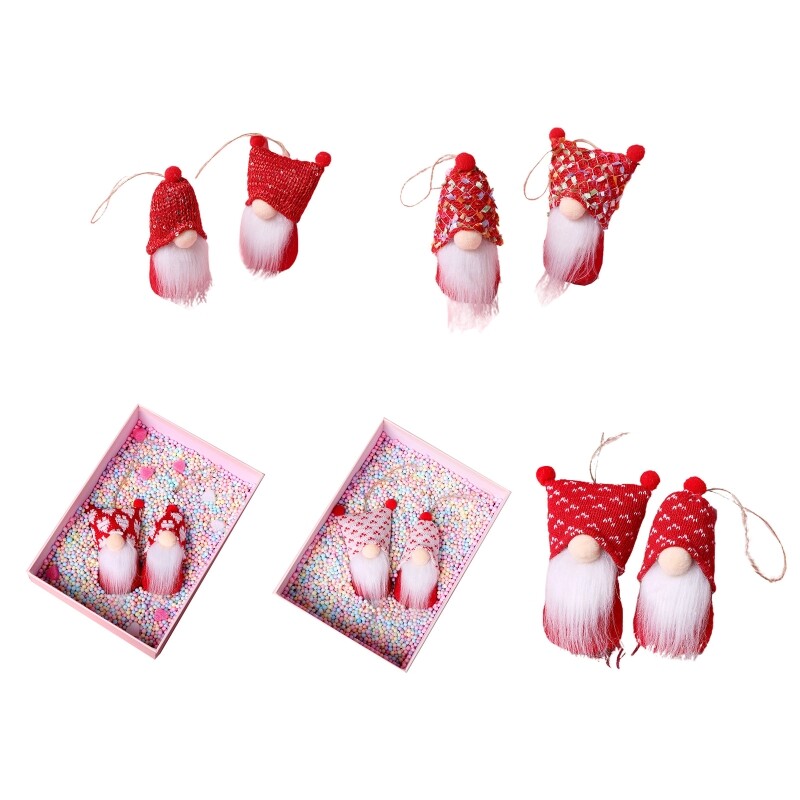 Christmas Hanging Gnome Pair for Holiday Tree Ornament Decor