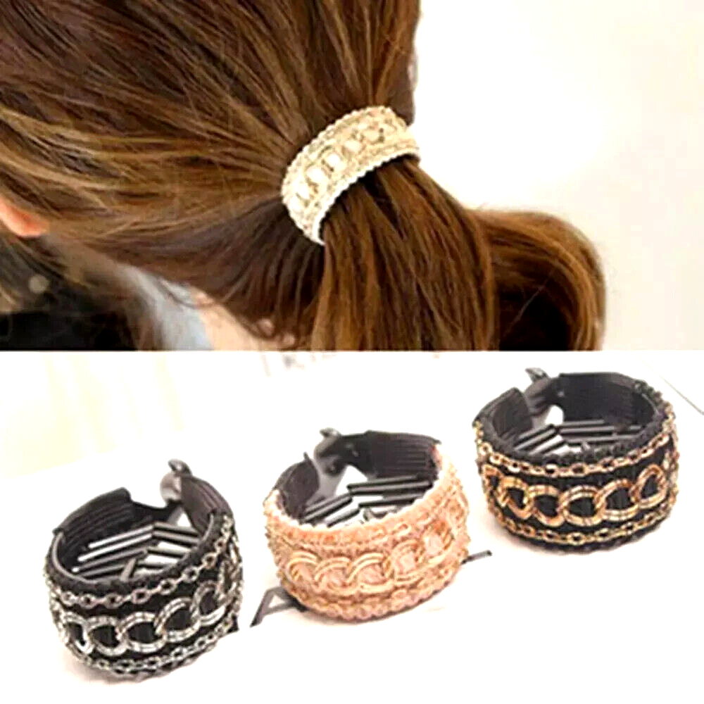 Women Ponytail Hold Hair Clips Elegant Crochet Hair Claw Clamp Hairpins Banana