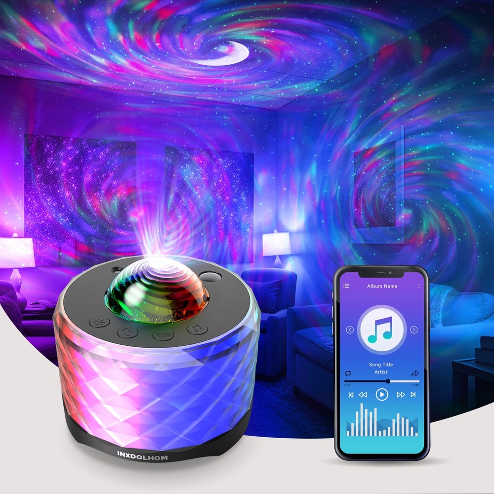 Galaxy Projector，3 in 1 RGB Music Aurora Projector Night Light with Bluetooth...
