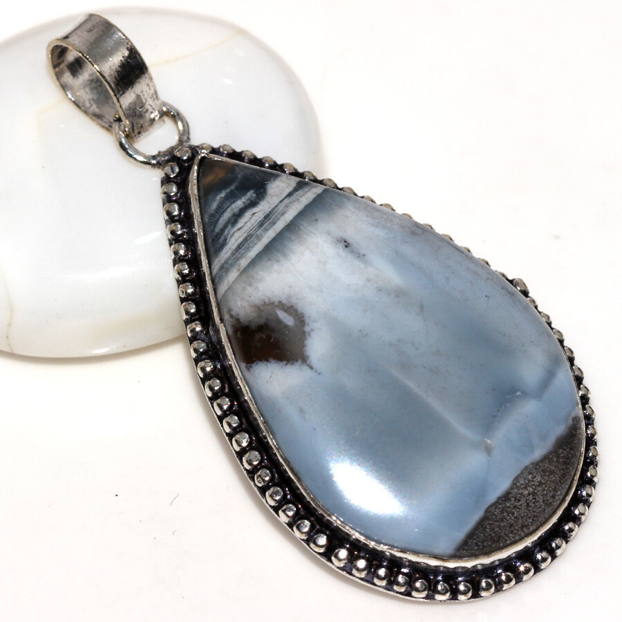 925 Silver Plated Owhyee Blue Opal Ethnic Pendant Handmade Jewelry Size 2
