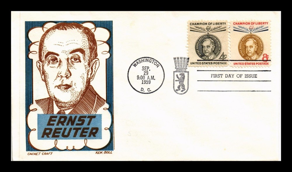 Dr Jim Stamps US Liberty Champion Reuter FDC Combo Boll Cachet Craft