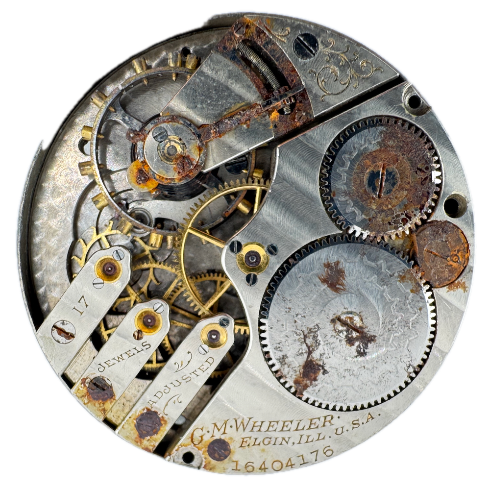 Antique 1912 Elgin 17 Jewel 16s Mechanical Pocket Watch Movement 338 Rusted USA