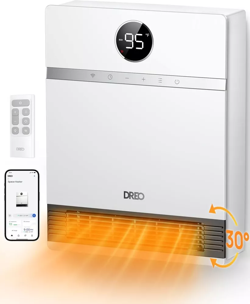 Smart Wall Heater, IP24 Electric PTC Space Heater for Indoor Use,Remote Control