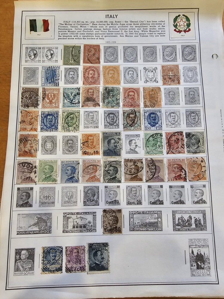 Lot of Italy Stamps on Album Pages 1862-1982