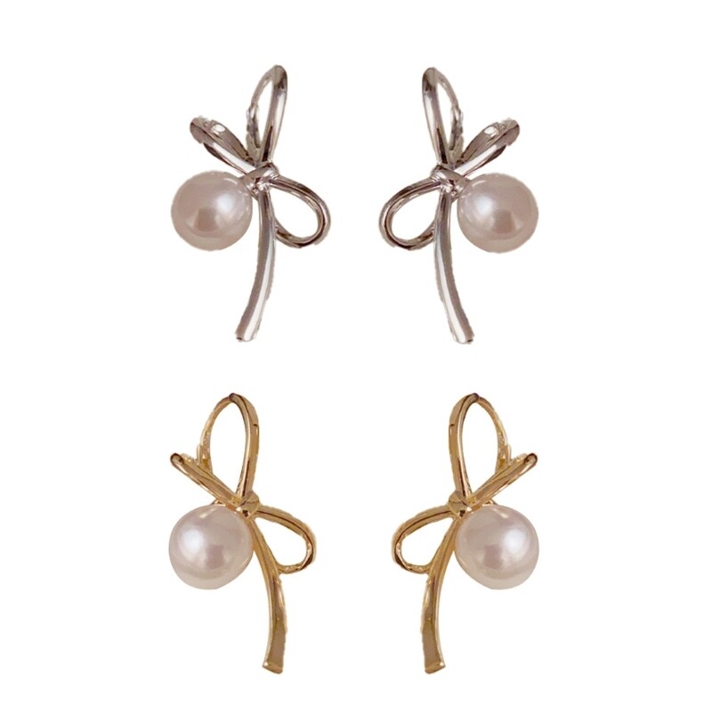 Chic Pearl Bowknot Stud Earrings for Unique Piercing Jewelry Style