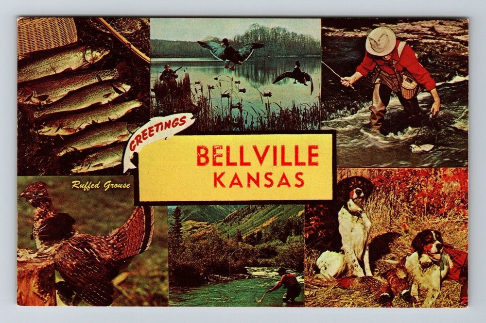 Bellville KS-Kansas, Scenic Greetings, Landmarks, Vintage Postcard