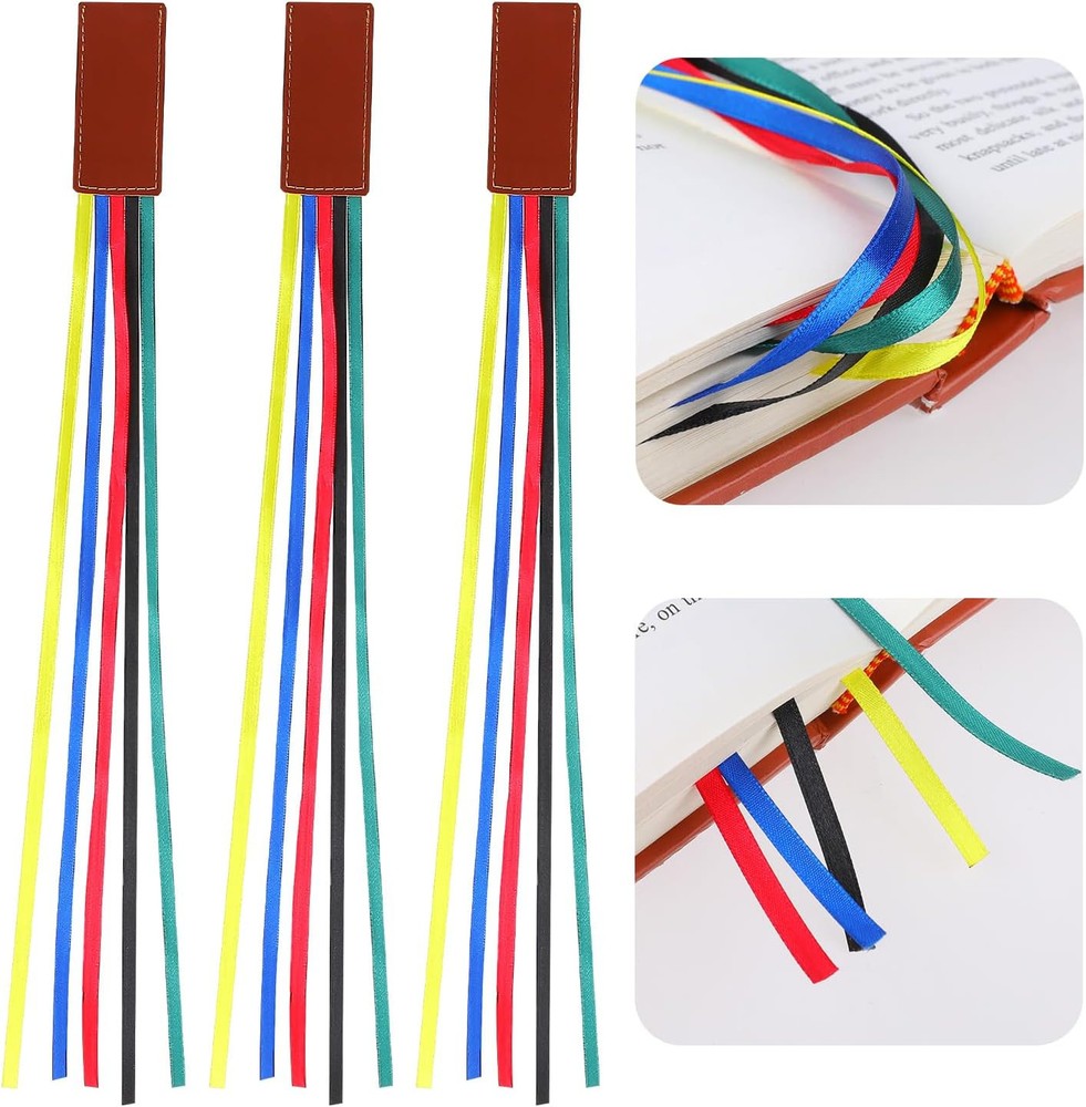 3Pcs Faux Leather Bible Ribbon Bookmarks in Assorted Colors  