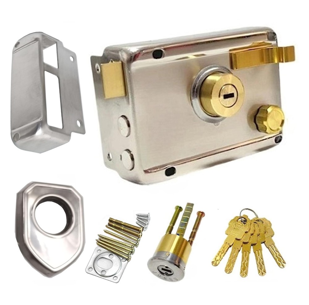 FARFELLYN Vertical Keyway Deadbolt Rim Lock Set for Exterior Door Security