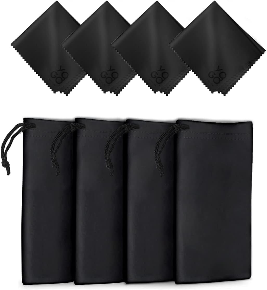 Microfiber Glasses Pouch N Cloth 4 Set Protect Eyewear Smudges Dirt Ultra-Soft L