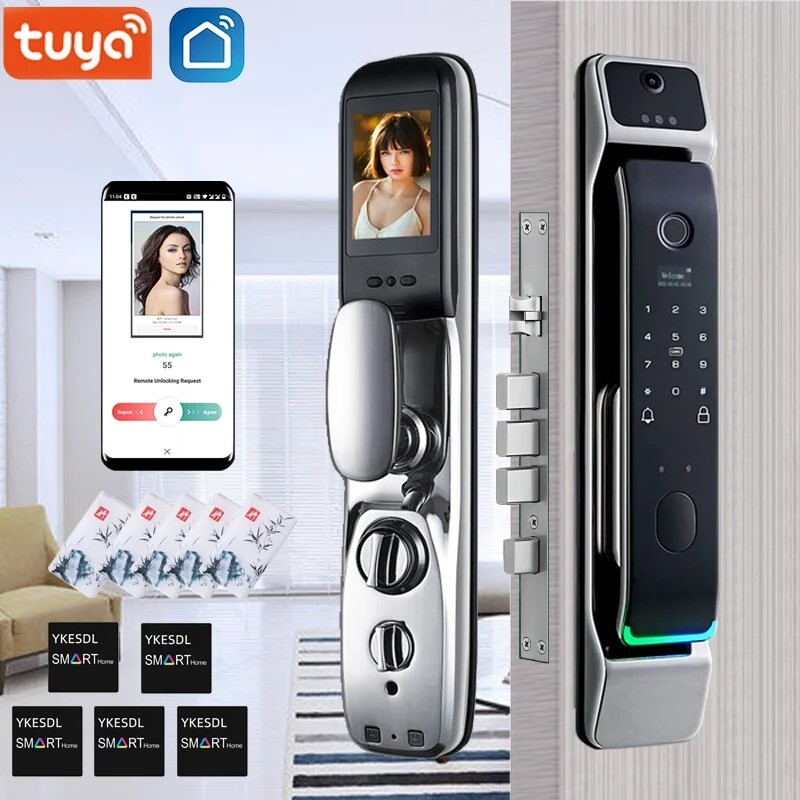 Biometric Smart Door Lock with Fingerprint Face Recognition & Keypad Password-image