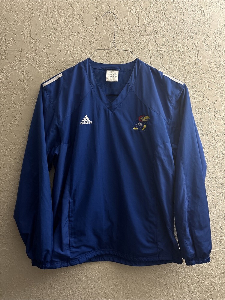 Vintage 90s Y2K Kansas Jayhawks Adidas Pullover Windbreaker Size Small