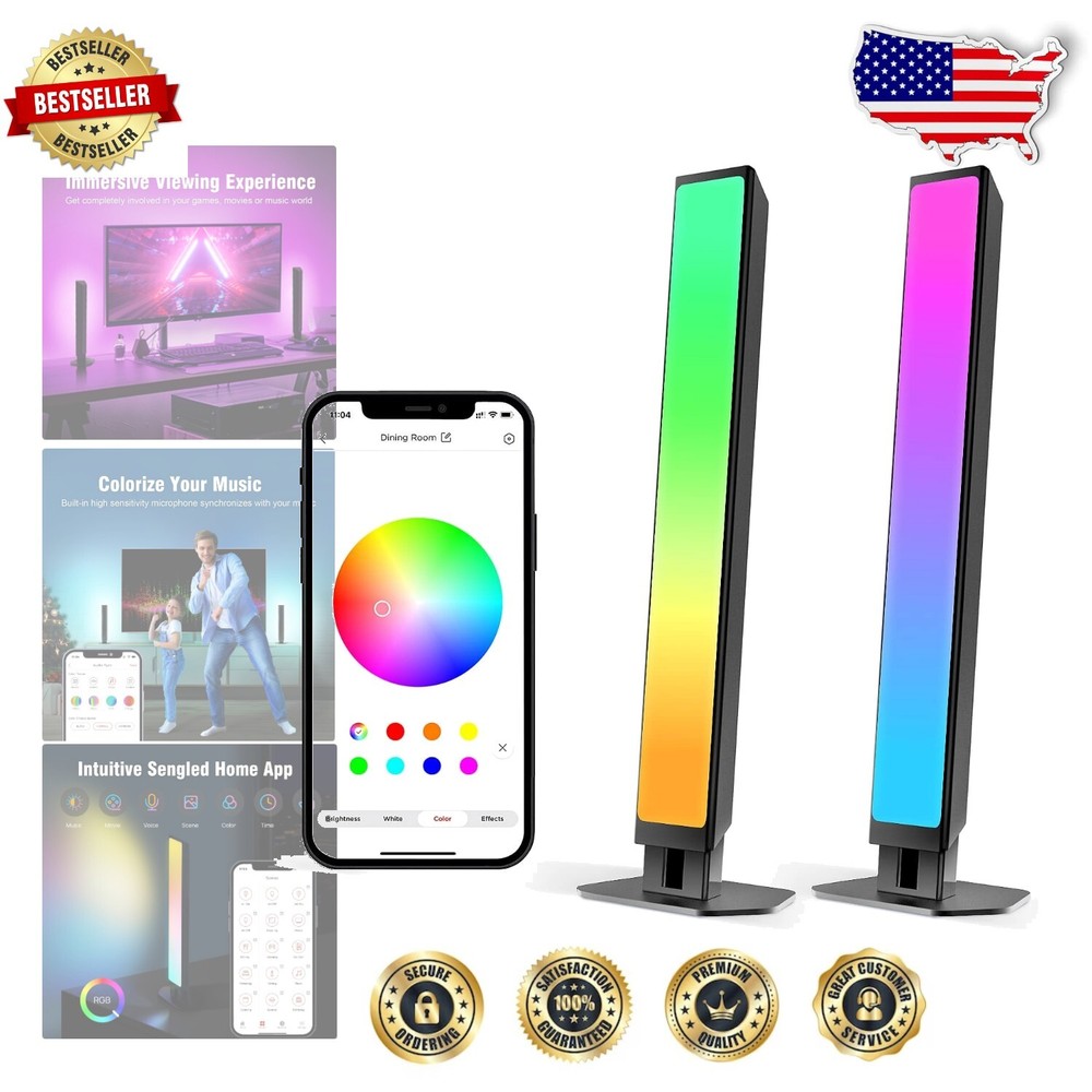 Voice-Activated RGBW TV Sync LED Light Bars for Immersive Viewing-image