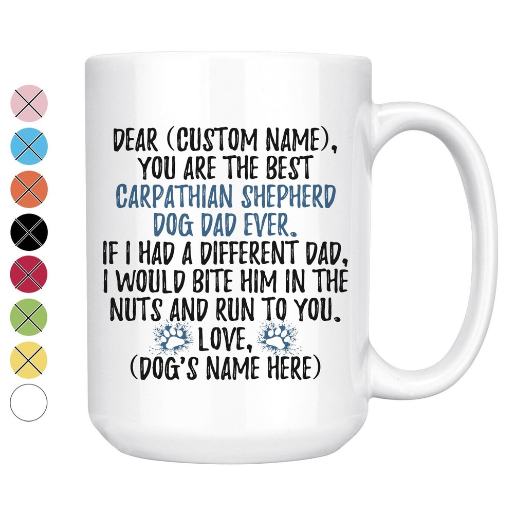 Personalized Carpathian Sheepdog Dog Dad Coffee Mug, Dog Owner Men Gift